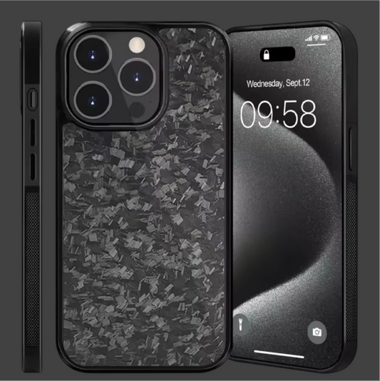 Black Luxury Gloss Real forged Carbon Fiber Armor Shockproof Cover