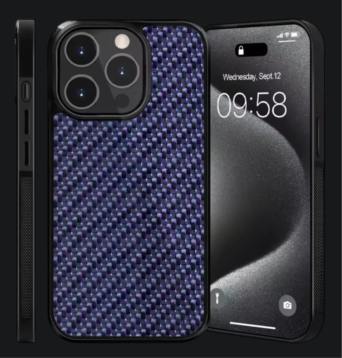 Purple Luxury Gloss Real Carbon Fiber Armor Shockproof Cover