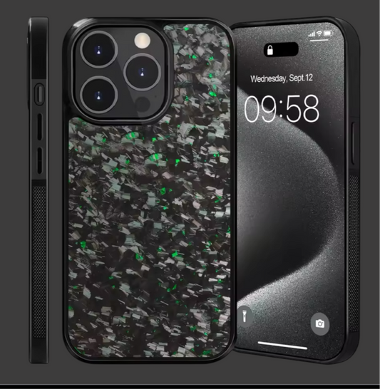 Green/black Luxury Gloss Real forged Carbon Fiber Armor Shockproof Cover