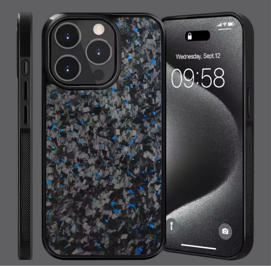 Blue/black Luxury Gloss Real forged Carbon Fiber Armor Shockproof Cover