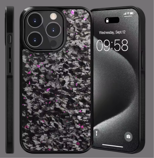 Purple/black Luxury Gloss Real forged Carbon Fiber Armor Shockproof Cover