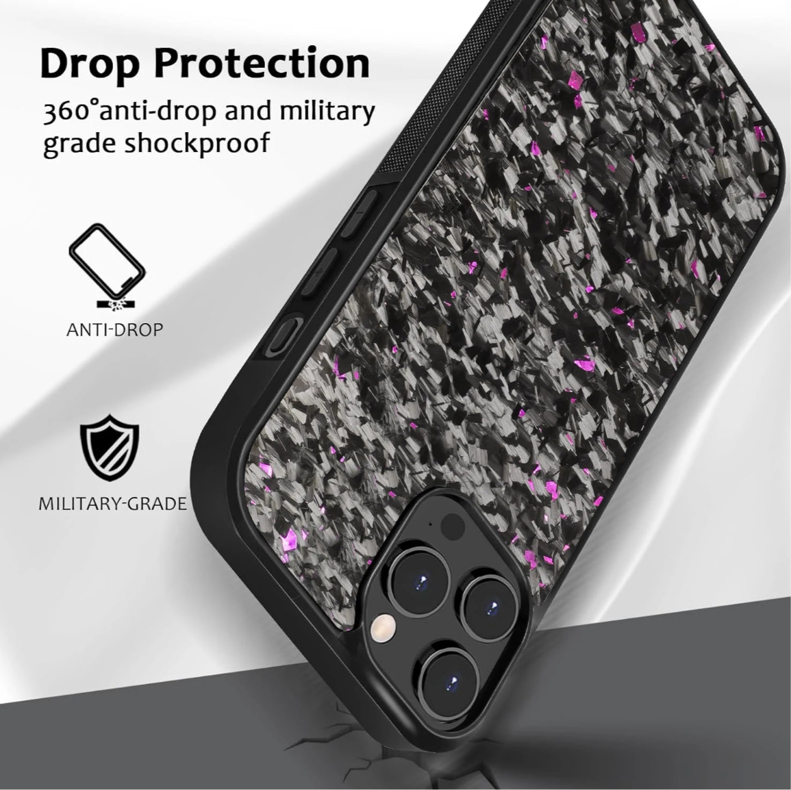 Purple Luxury Gloss Real Carbon Fiber Armor Shockproof Cover