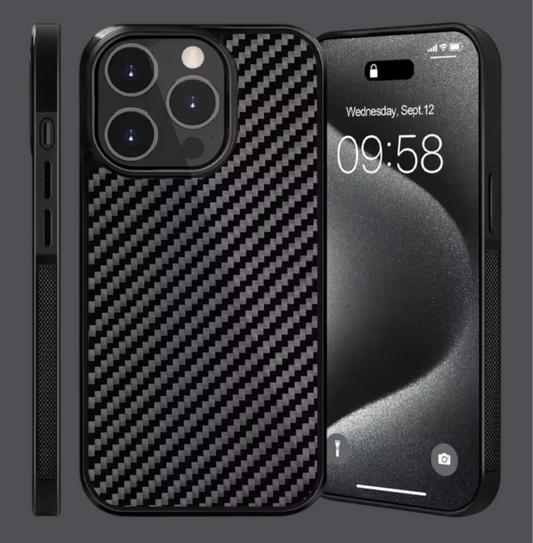 Black Luxury Gloss Real Carbon Fiber Armor Shockproof Cover