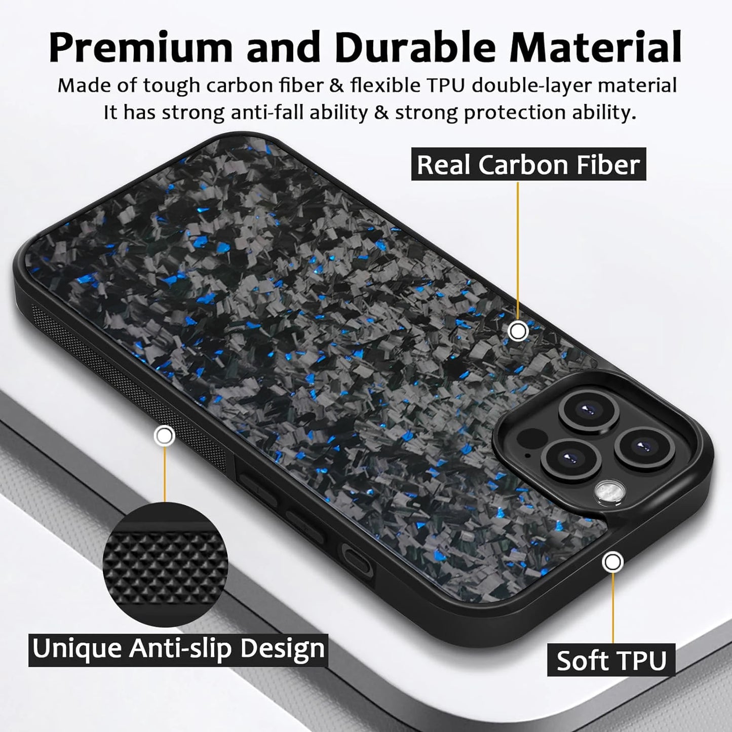 Black Luxury Gloss Real Carbon Fiber Armor Shockproof Cover