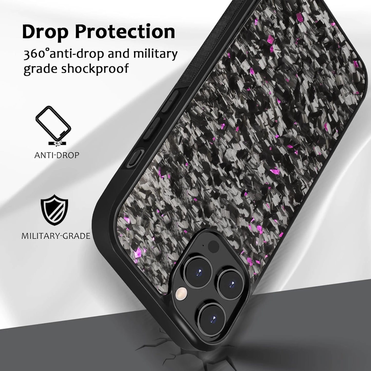 Purple/black Luxury Gloss Real forged Carbon Fiber Armor Shockproof Cover